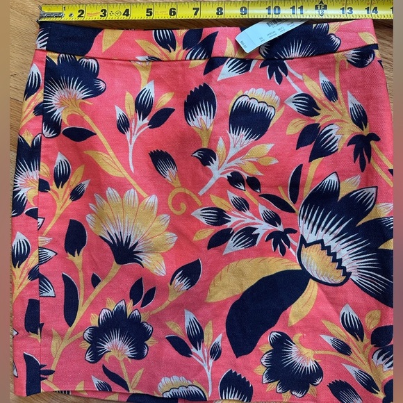 NWT J. Crew Linen Blend Mini Orange Floral Skirt - Picture 3 of 9